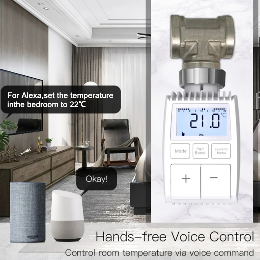 Enabled Heating Controller Thermostat with Mobile App and Voice Activation Featuring Customizable Temperature Schedules
Enabled Heating Controller Thermostat with Mobile App and Voice Activation Featuring Customizable Temperature Schedules