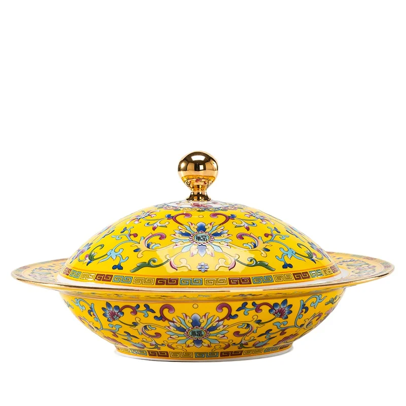 Jingdezhen Imperial Enamel Ceramic Tableware HandPainted Cloisonné Soup Bowl Bone China Deep Dish with Lid Luxury Soupware
Jingdezhen Imperial Enamel Ceramic Tableware HandPainted Cloisonné Soup Bowl Bone China Deep Dish with Lid Luxury Soupware