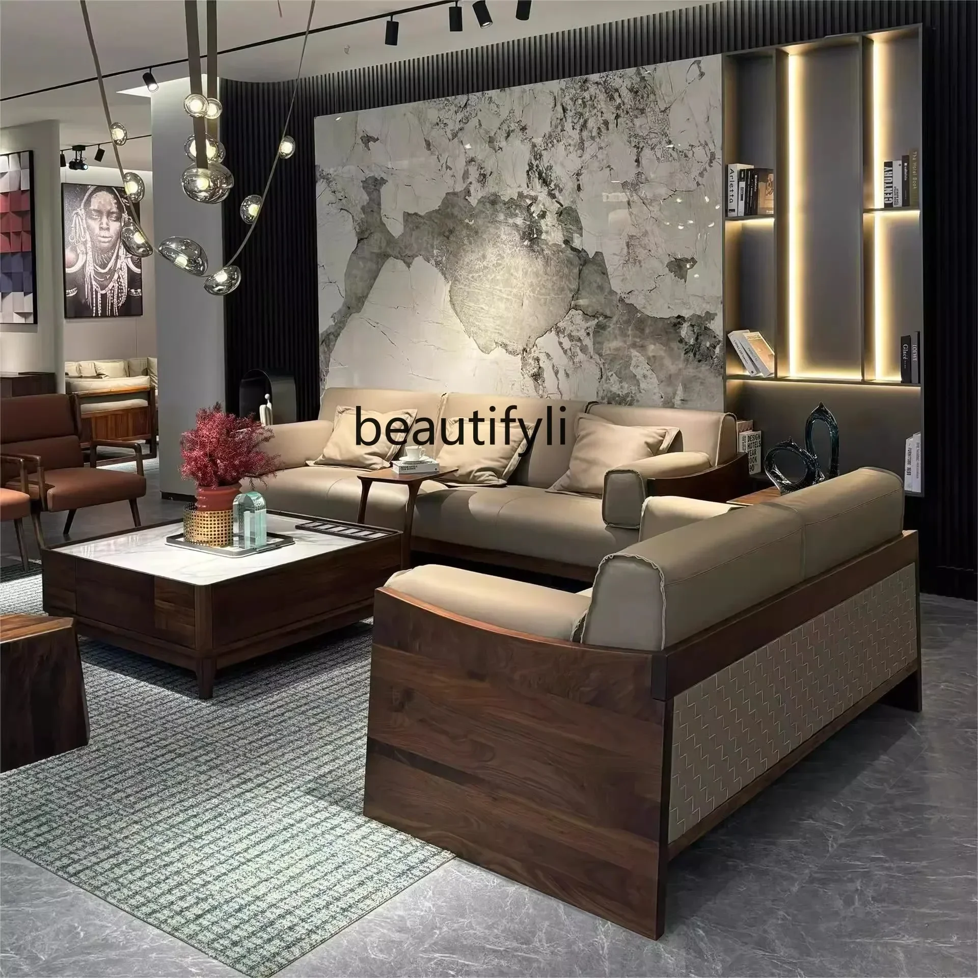 New Chinese-style North American black walnut solid wood living room sofa new leather small apartment furniture
New Chinese-style North American black walnut solid wood living room sofa new leather small apartment furniture