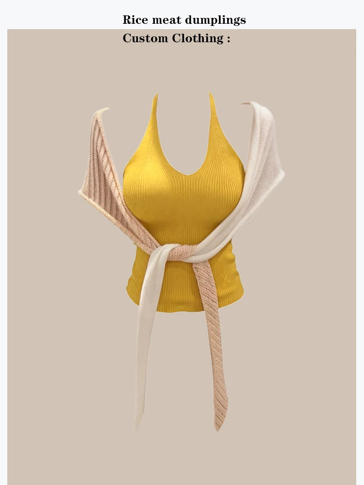 Knitted Wool Blend Shoulder Shawl Two-Piece Set Summer High Elasticity Neck Hanging Style Slim Fit Short Length Ladies Vest
Knitted Wool Blend Shoulder Shawl Two-Piece Set Summer High Elasticity Neck Hanging Style Slim Fit Short Length Ladies Vest