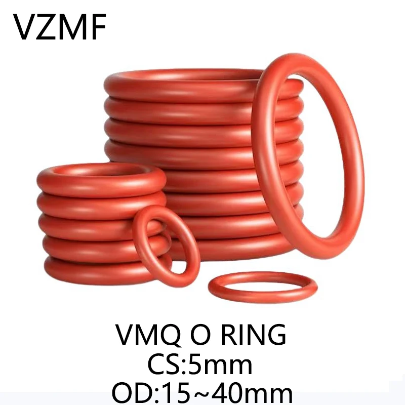 VMQ Red Silicone O-Ring OD 15~40mm Thickness CS 5mm Sealing Ring Waterproof & Insulated Gasket Washer
VMQ Red Silicone O-Ring OD 15~40mm Thickness CS 5mm Sealing Ring Waterproof & Insulated Gasket Washer