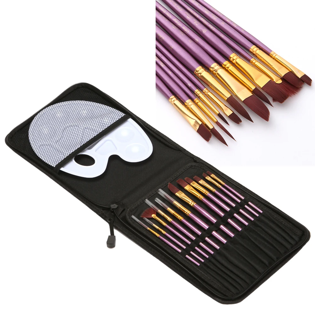 12pcs Painting Brushes Set Durable Nylon Ferrules Wooden Handles Storage Bag Tool Kids Beginners Adults
12pcs Painting Brushes Set Durable Nylon Ferrules Wooden Handles Storage Bag Tool Kids Beginners Adults