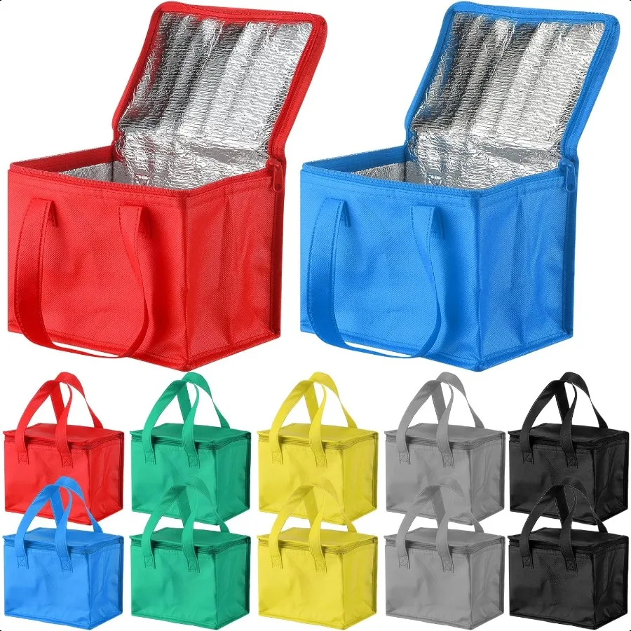 12 Packs Insulated Lunch Bags Bulk Waterproof Thermal Cooler Food Delivery Bags with Zippered Top for Women Men Office Work Mul
12 Packs Insulated Lunch Bags Bulk Waterproof Thermal Cooler Food Delivery Bags with Zippered Top for Women Men Office Work Mul