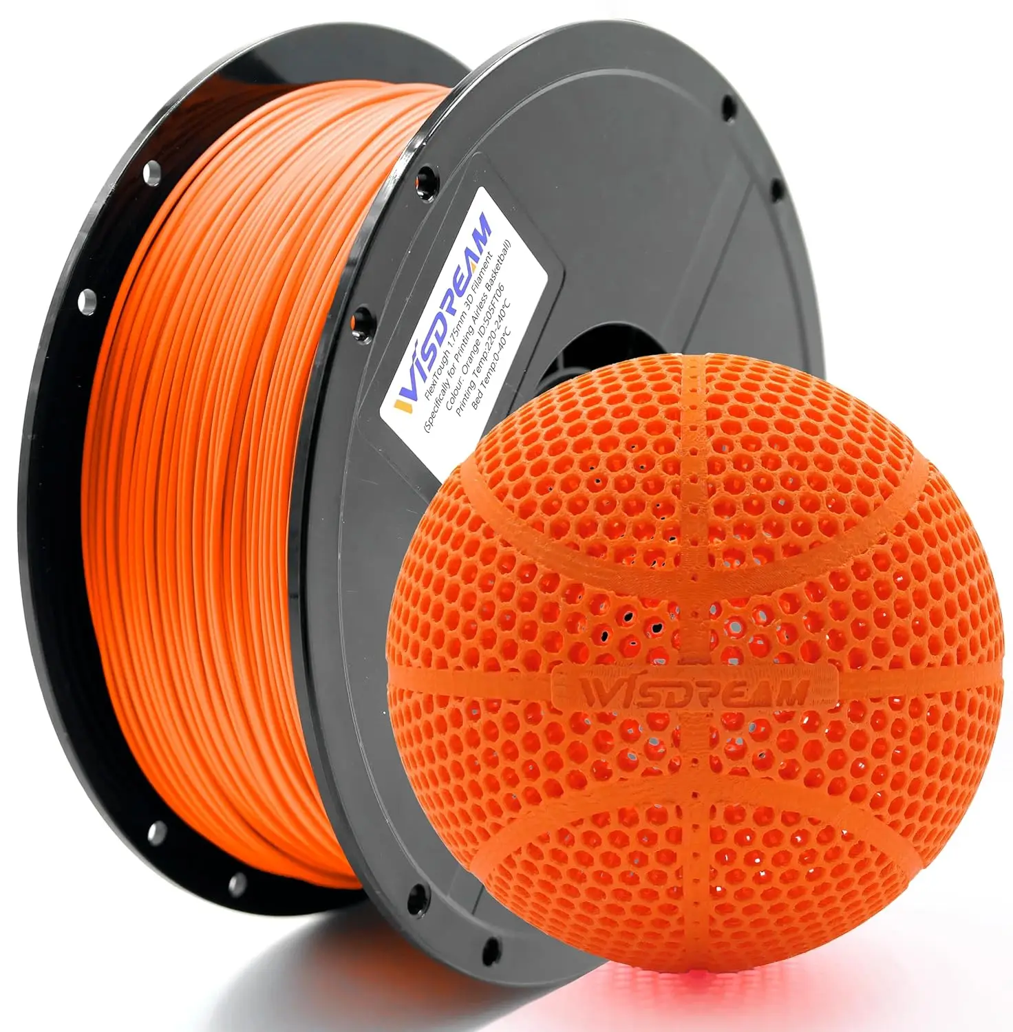 Flexible Filament for Printing Bouncy Airless Basketball, 1.75mm, 1KG Orange
Flexible Filament for Printing Bouncy Airless Basketball, 1.75mm, 1KG Orange