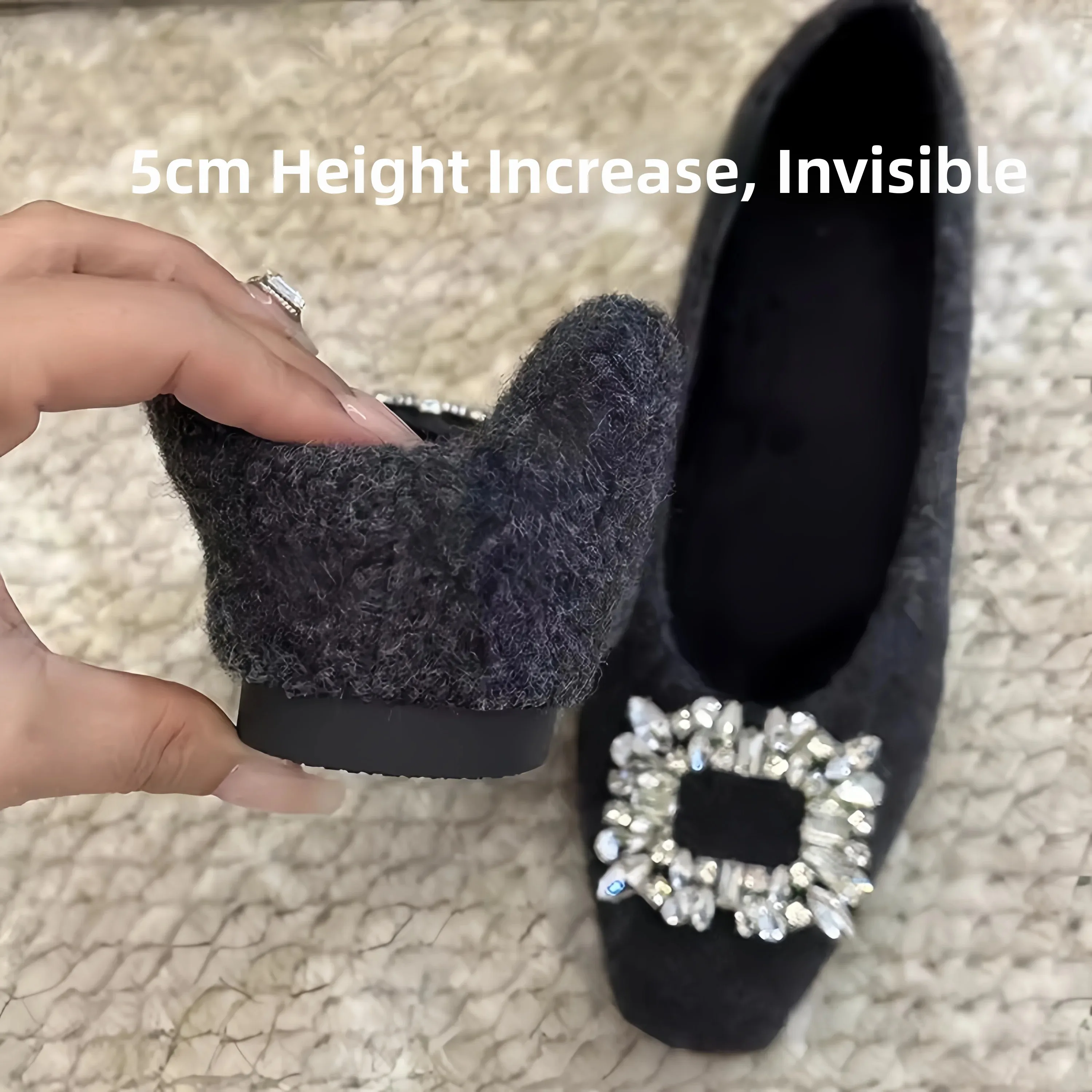 Women's Winter Warm Fleece Lined Mary Jane Flat Shoes Square Buckle Slip-On Shoes Soft Velvet Surface Small Size Increase 5CM
Women's Winter Warm Fleece Lined Mary Jane Flat Shoes Square Buckle Slip-On Shoes Soft Velvet Surface Small Size Increase 5CM