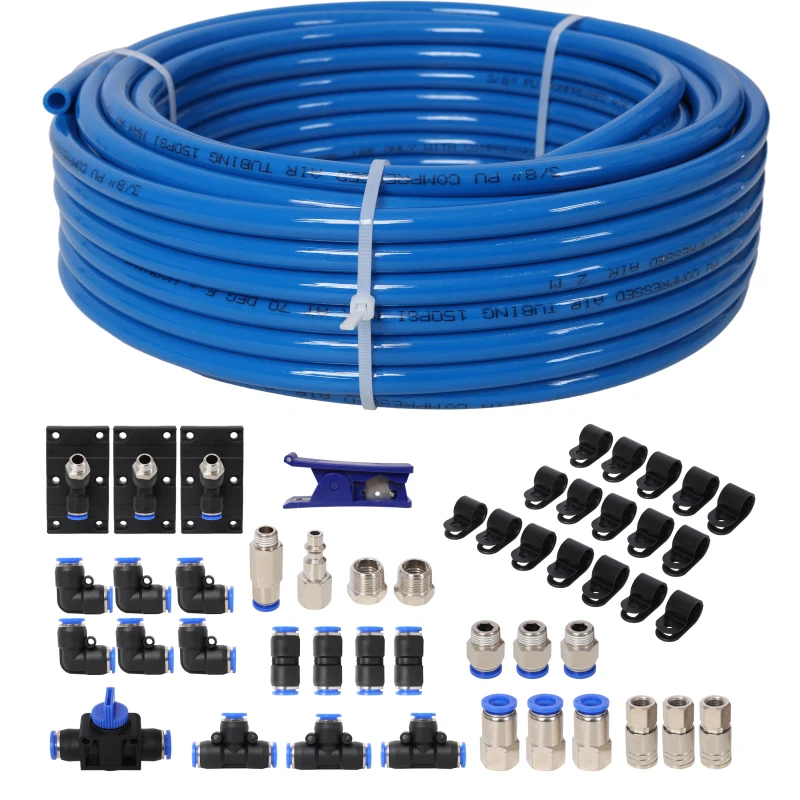 Garage Air Compressor Accessories Master Kit,3/8 Inch (9.5MM) OD × 60 Feet PU tubing,Blue Tubing
Garage Air Compressor Accessories Master Kit,3/8 Inch (9.5MM) OD × 60 Feet PU tubing,Blue Tubing