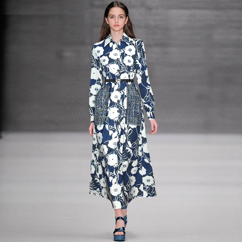 2023 New Fashion Designer Autumn Women's Turn-Down Collar Single-Breasted Lantern Sleeve Loose Sashes Print Dresses
2023 New Fashion Designer Autumn Women's Turn-Down Collar Single-Breasted Lantern Sleeve Loose Sashes Print Dresses