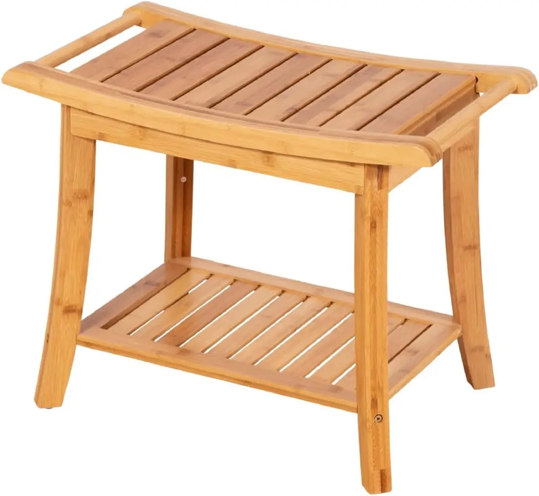 Solid Bamboo Spa Style Bench - 23.75 H Water Proof Shower Bench Stool With Storage Shelf, Non-Scruff Foot Pads, Durable & -
Solid Bamboo Spa Style Bench - 23.75 H Water Proof Shower Bench Stool With Storage Shelf, Non-Scruff Foot Pads, Durable & -