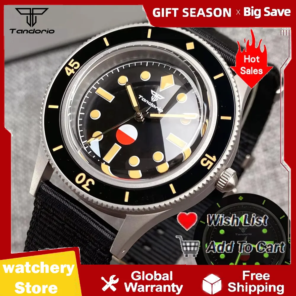 Black 50-Fathoms 40mm Tandorio Retro Watch For Men C3 Green Luminous Ceramic Bezel NH35A PT5000 Automatic 20ATM Sapphire Glass
Black 50-Fathoms 40mm Tandorio Retro Watch For Men C3 Green Luminous Ceramic Bezel NH35A PT5000 Automatic 20ATM Sapphire Glass