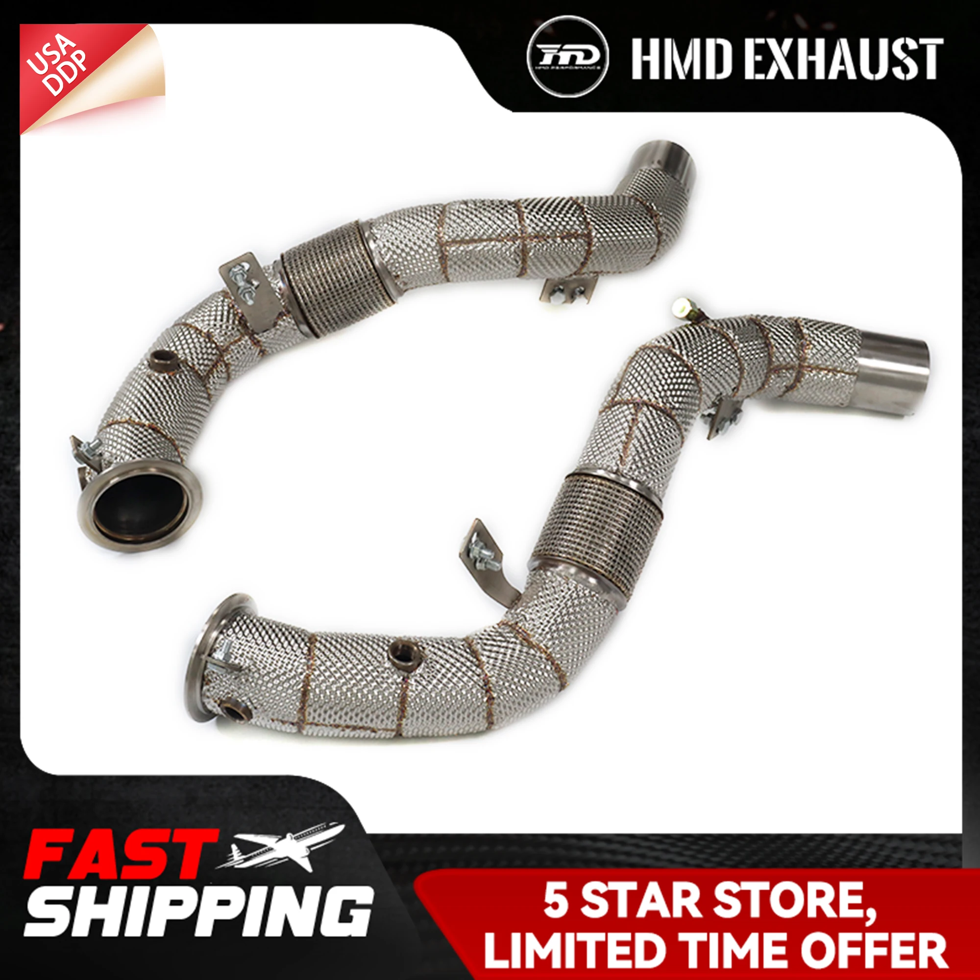 HMD SS304 exhaust Downpipe for BMW X5 X6 M50i G05 G06 4.4T SS304 Non-catalyzed/with Catalytic Converter for car 
HMD SS304 exhaust Downpipe for BMW X5 X6 M50i G05 G06 4.4T SS304 Non-catalyzed/with Catalytic Converter for car