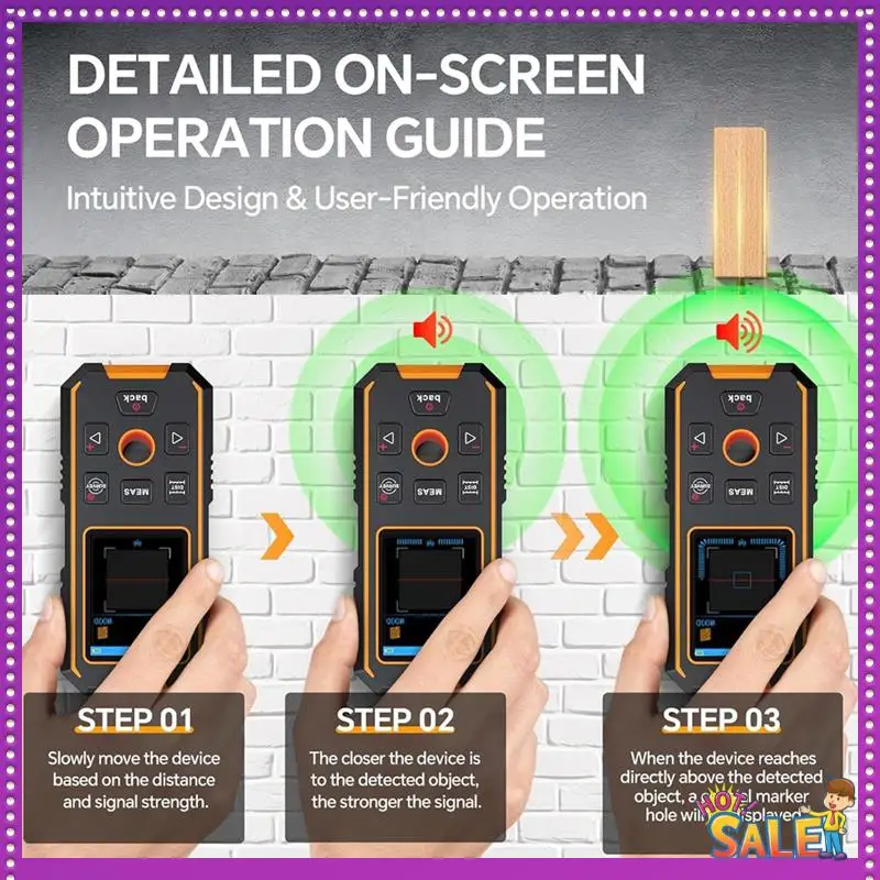 AA87 Stud Finder Настенный сканер Лазерный дальномер, Многофункциональный локатор шпилек с модернизированным интеллектуальным датчиком, дисплеем и голосом
AA87 Stud Finder Настенный сканер Лазерный дальномер, Многофункциональный локатор шпилек с модернизированным интеллектуальным датчиком, дисплеем и голосом