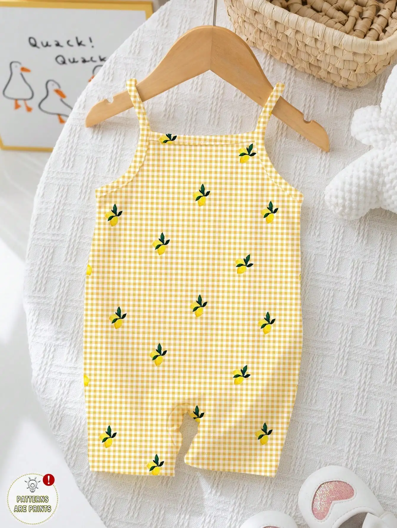 Baby Girl Casual Sweet Retro Cream Lemon Tree Print, Fresh Yellow Plaid Print, Vacation Pastoral Style, Suspender Romper Suitable For Spring/Summer Y2K, Cute, Kids' Cozy Kids' Daily Fashion, Kids Fall Fashion, Fall New Style, Blossom Vogue, #AffordableFas
Baby Girl Casual Sweet Retro Cream Lemon Tree Print, Fresh Yellow Plaid Print, Vacation Pastoral Style, Suspender Romper Suitable For Spring/Summer Y2K, Cute, Kids' Cozy Kids' Daily Fashion, Kids Fall Fashion, Fall New Style, Blossom Vogue, #AffordableFas