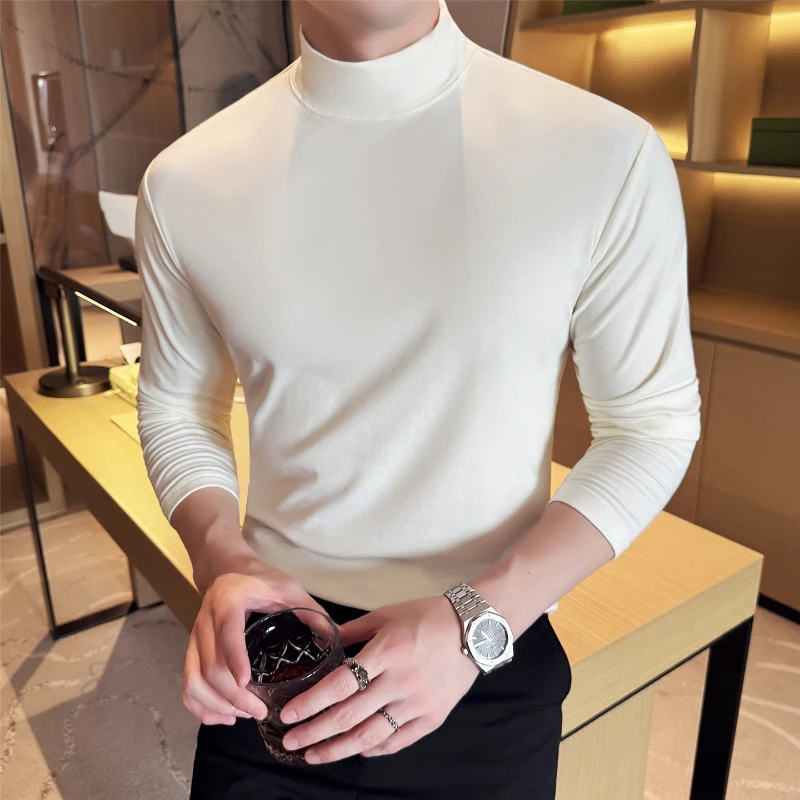 Мужские шерстяные футболки Осень-зима с длинными рукавами и воротником-стойкой Теплая мужская майка с высокой эластичностью в корейском стиле Тонкие однотонные мужские футболки
Мужские шерстяные футболки Осень-зима с длинными рукавами и воротником-стойкой Теплая мужская майка с высокой эластичностью в корейском стиле Тонкие однотонные мужские футболки