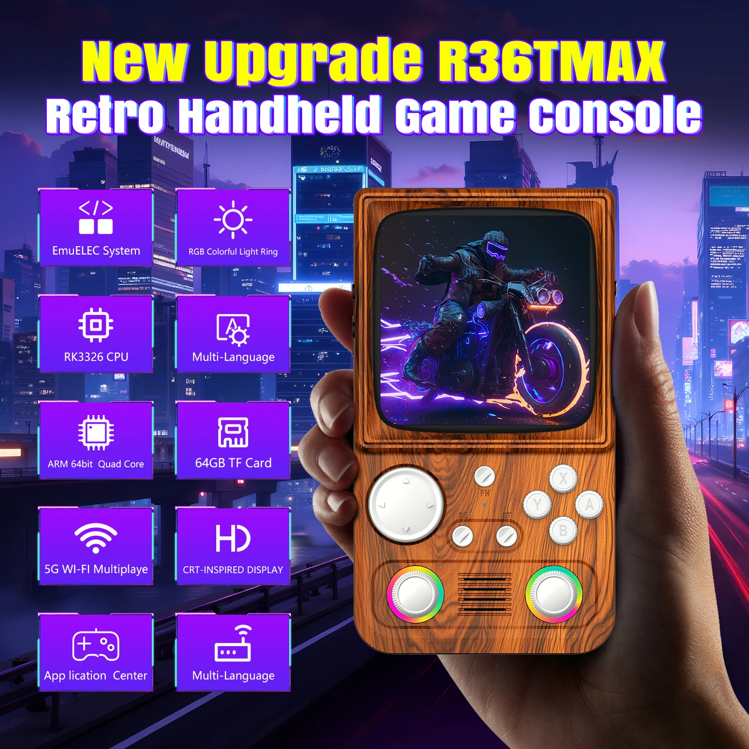 R36T MAX Retro Handheld Game Console 20000+Games EmuEMEC System 4.0'' IPS Screen Supports 5G WiFi Portable Pocket Video Player
R36T MAX Retro Handheld Game Console 20000+Games EmuEMEC System 4.0'' IPS Screen Supports 5G WiFi Portable Pocket Video Player