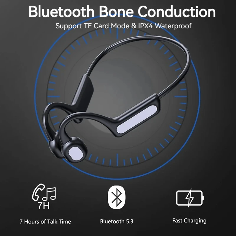 Bone Conduction Bluetooth 5.3 Earphones IPX4 Waterproof TF Card MP3 Mode Wireless 7H Non in Ear Sports Ear hook Running Headsets
Bone Conduction Bluetooth 5.3 Earphones IPX4 Waterproof TF Card MP3 Mode Wireless 7H Non in Ear Sports Ear hook Running Headsets
