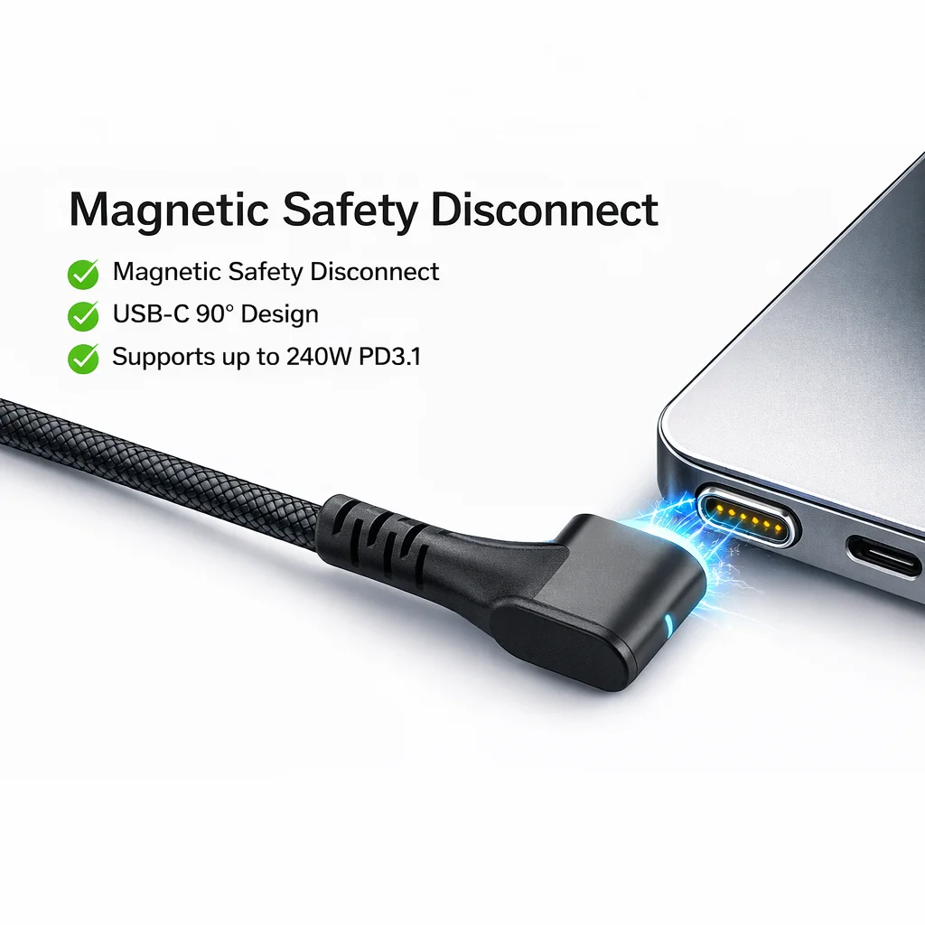 PARALLEL WORLD 240W USB-C PD 3.1 Magnetic Fast Charging Cable for Laptops, Safe Magnetic Disconnect, Compatible with MacBook, Wi
PARALLEL WORLD 240W USB-C PD 3.1 Magnetic Fast Charging Cable for Laptops, Safe Magnetic Disconnect, Compatible with MacBook, Wi