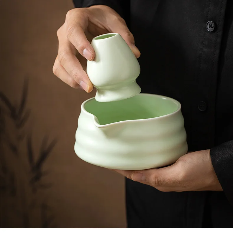 Ceramic Matcha Tea Set Japanese Style Matcha Bowl With Mouth Matte Green Pink Tea Whisk Holder Table Tea Ceremony Tea Set ZG173
Ceramic Matcha Tea Set Japanese Style Matcha Bowl With Mouth Matte Green Pink Tea Whisk Holder Table Tea Ceremony Tea Set ZG173