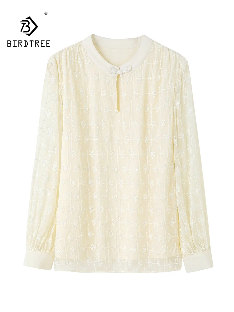 BirdTree, 100%Real Silk Elegant Shirt, Women Long Sleeve Stand Embroidery, Commute Retro Chic Blouse, 2024 Summer Fall T467135QC
BirdTree, 100%Real Silk Elegant Shirt, Women Long Sleeve Stand Embroidery, Commute Retro Chic Blouse, 2024 Summer Fall T467135QC