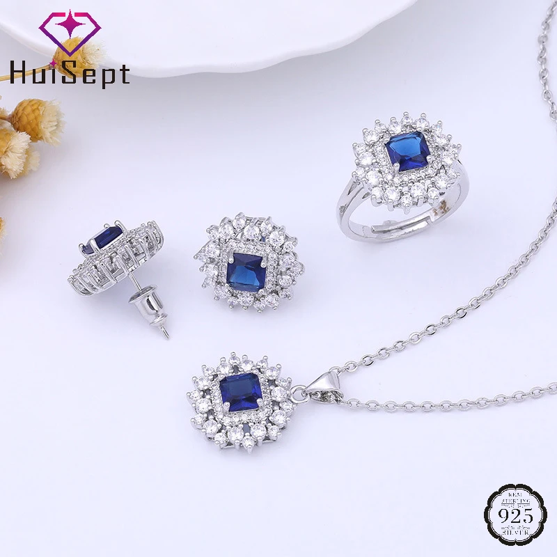 HuiSept Luxury 925 Silver Jewelry Sets Ring Stud Earrings Pendant Necklace with Zircon Accessories for Women Wedding Party Gift
HuiSept Luxury 925 Silver Jewelry Sets Ring Stud Earrings Pendant Necklace with Zircon Accessories for Women Wedding Party Gift
