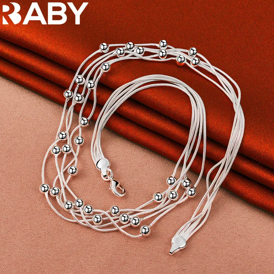 URBABY 925 Sterling Silver Round Bead Multi Snake Chain Necklace For Men and Women Fashion Jewelry Exquisite Trend Party Gift
URBABY 925 Sterling Silver Round Bead Multi Snake Chain Necklace For Men and Women Fashion Jewelry Exquisite Trend Party Gift