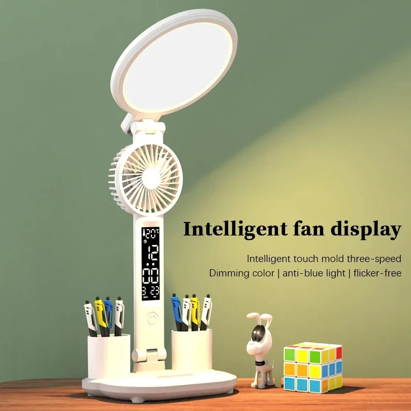 Foldable LED Fan Clock Table Lamp USB Chargeable Dimmable Desk Lamp Plug-in LED Fan Light Eye Protection Reading Night Light
Foldable LED Fan Clock Table Lamp USB Chargeable Dimmable Desk Lamp Plug-in LED Fan Light Eye Protection Reading Night Light