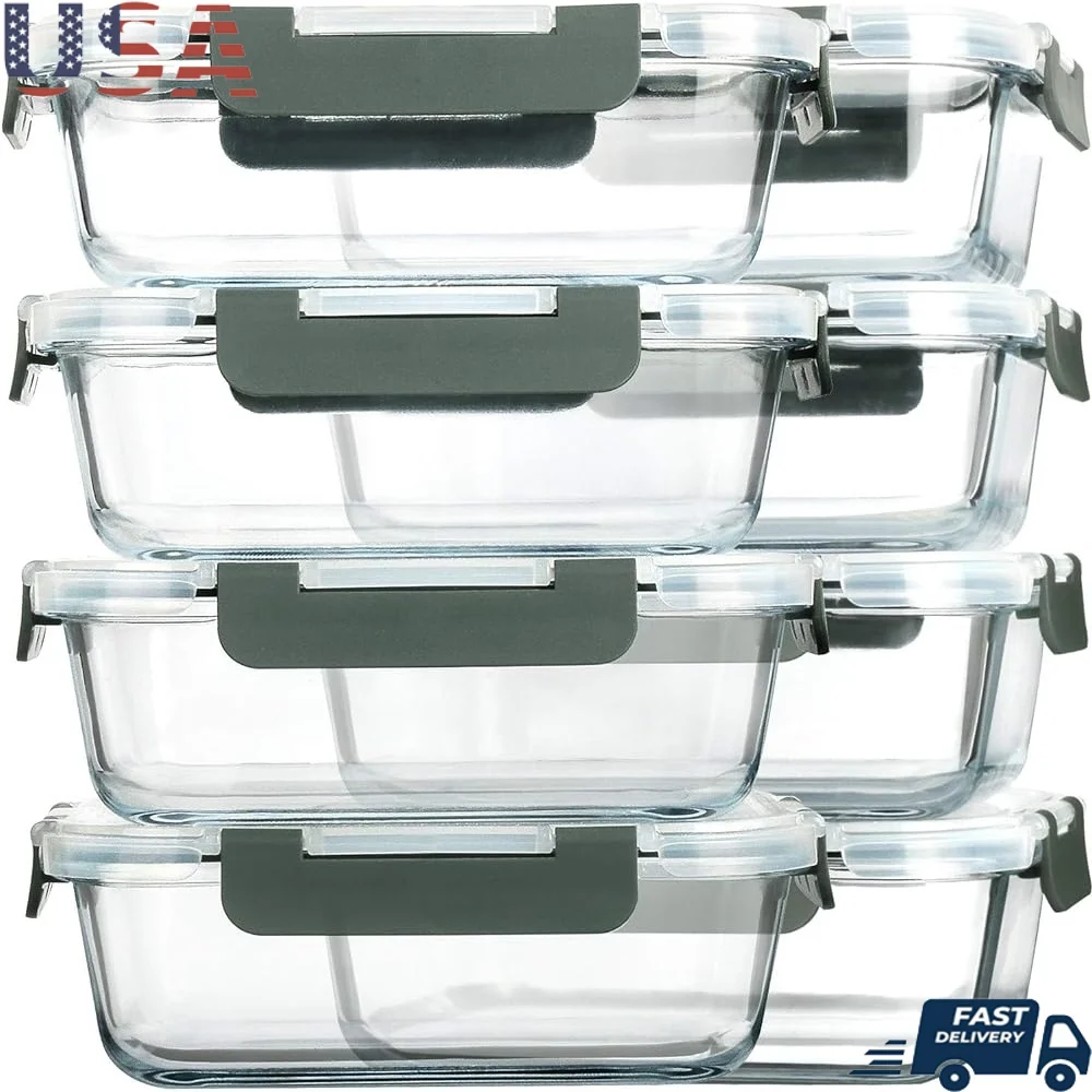 Glass Meal Prep Containers 8 Pack Airtight Storage with Lids Microwave Safe Stackable Design Food Organization
Glass Meal Prep Containers 8 Pack Airtight Storage with Lids Microwave Safe Stackable Design Food Organization