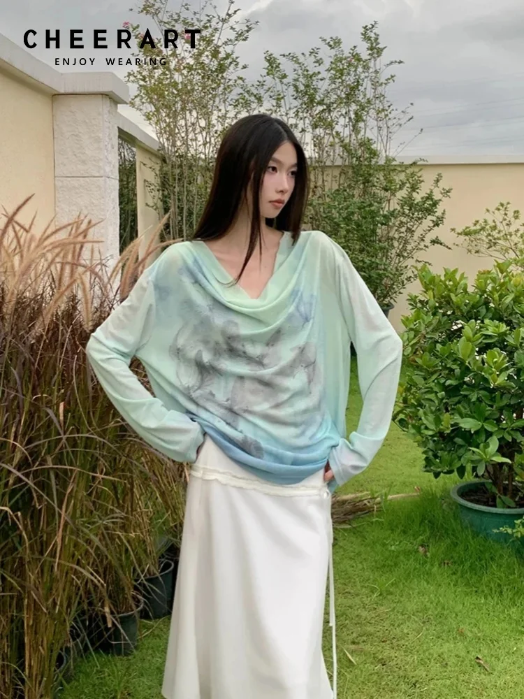 CHEERART Gradient Fall 2025 Fashion Woman Oversize Graphic T Shirts Long Sleeve Top Cowls Blue Tee Autumn Streetwear Clothing
CHEERART Gradient Fall 2025 Fashion Woman Oversize Graphic T Shirts Long Sleeve Top Cowls Blue Tee Autumn Streetwear Clothing