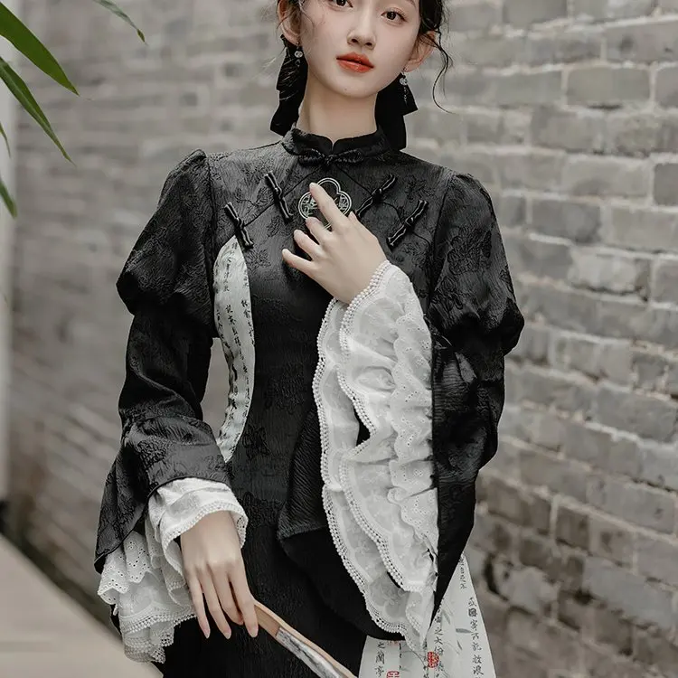 Original Design Chinese Style Printed Embroidered Qipao Spring Court Large Flared Sleeve Calligraphy Print Dress
Original Design Chinese Style Printed Embroidered Qipao Spring Court Large Flared Sleeve Calligraphy Print Dress