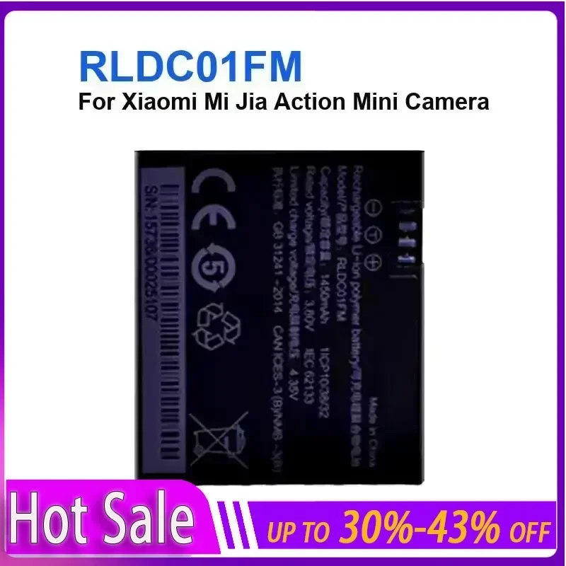 Camera Battery 1450mAh For Xiaomi Mi Jia Action Mini Camera RLDC01FM long-lasting and replaceable battery
Camera Battery 1450mAh For Xiaomi Mi Jia Action Mini Camera RLDC01FM long-lasting and replaceable battery