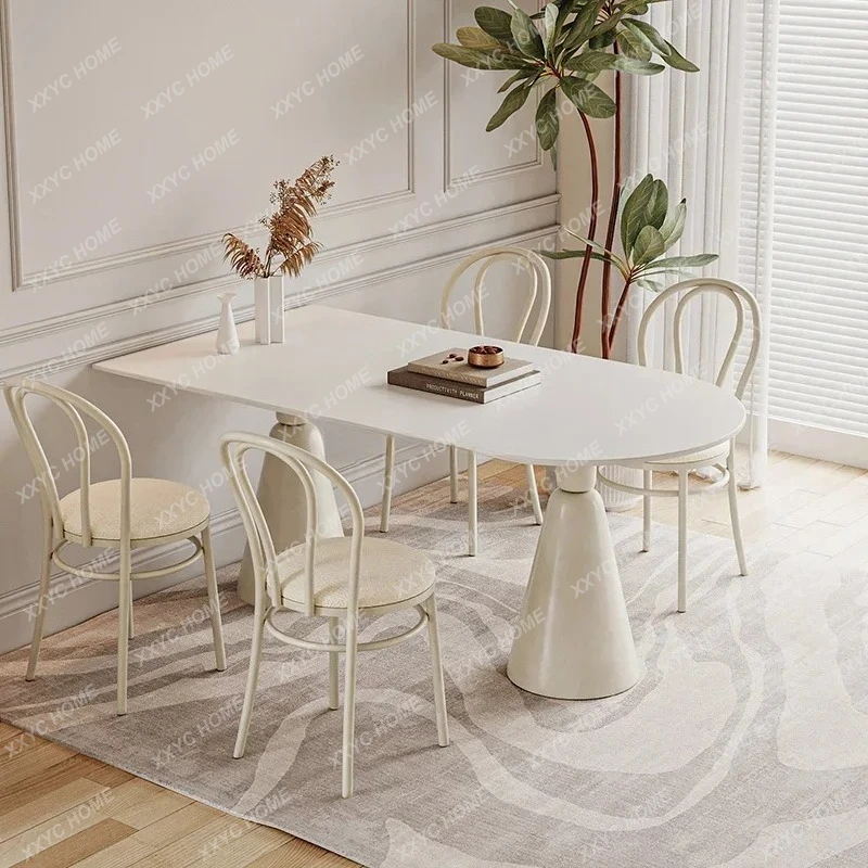 Lcream wind rock slab dining table wabi sabi simple household wall island semi-circular dining table
Lcream wind rock slab dining table wabi sabi simple household wall island semi-circular dining table