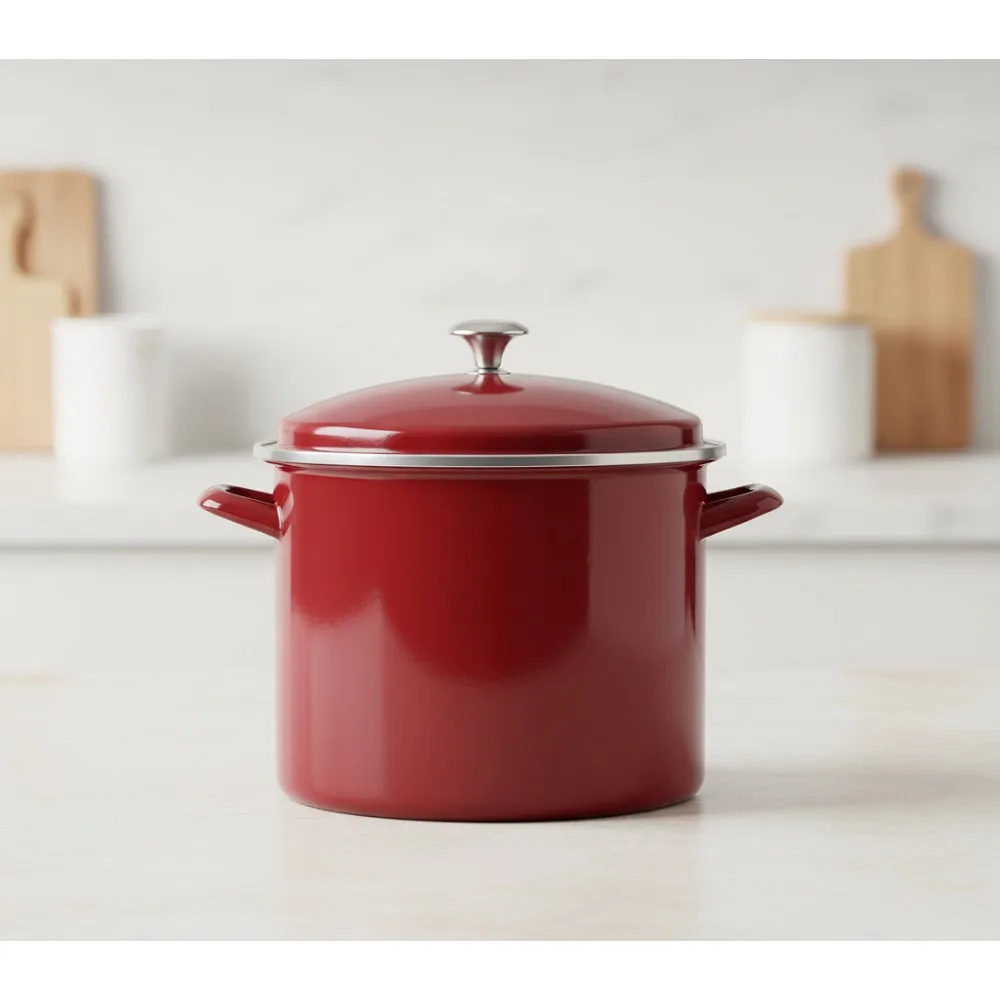 Large 12QT Red Stockpot with Lid - Heavy Duty Enameled Steel Cookware for Home Chefs
Large 12QT Red Stockpot with Lid - Heavy Duty Enameled Steel Cookware for Home Chefs