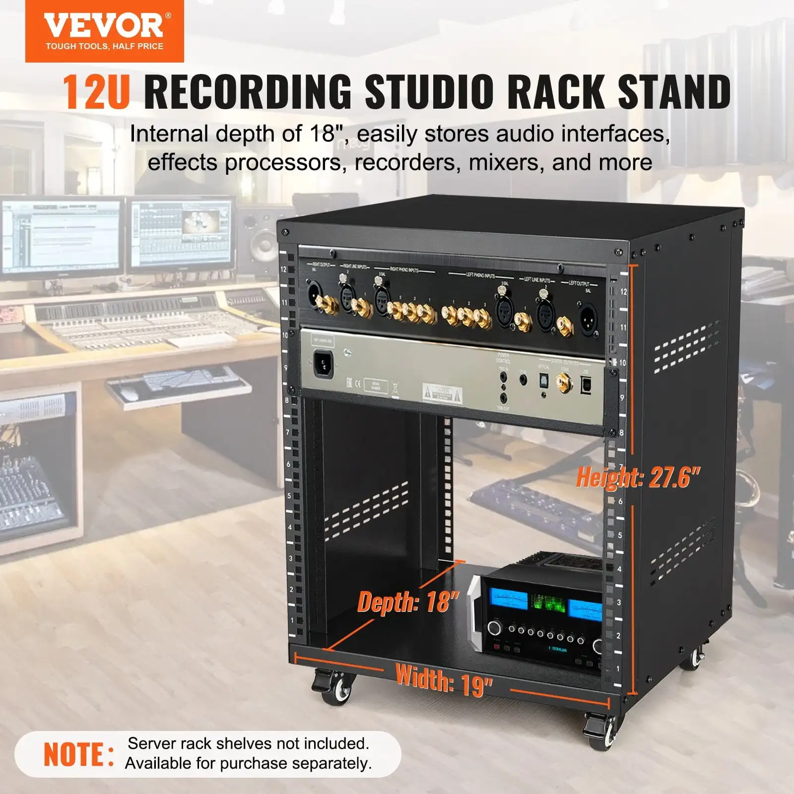 12U AV Rack Stand 500 lbs Capacity Network Stereo Recording Studio Rack
12U AV Rack Stand 500 lbs Capacity Network Stereo Recording Studio Rack