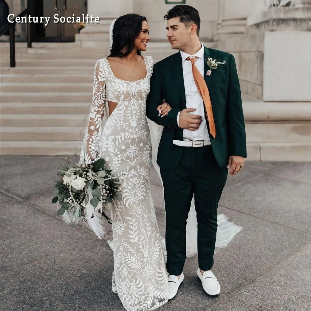 Mermaid Boho Wedding Dress Women Long Batwing Sleeves Backless Lace Country Bridal Gowns Beach Bride Dresses 2025 Customized
Mermaid Boho Wedding Dress Women Long Batwing Sleeves Backless Lace Country Bridal Gowns Beach Bride Dresses 2025 Customized