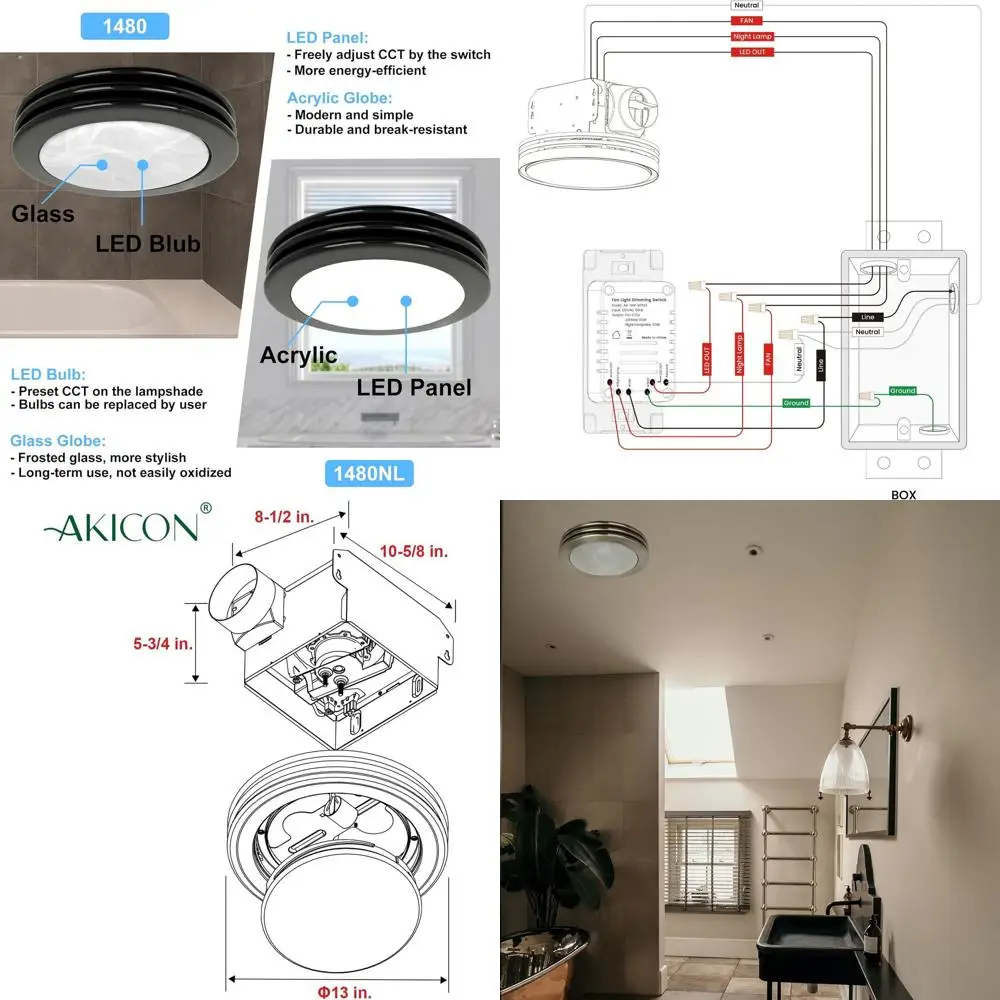 Round 80CM Ultra Quiet LED Bathroom Exhaust Fan with Frosted Glass Cover in Brushed Nickel Finish
Round 80CM Ultra Quiet LED Bathroom Exhaust Fan with Frosted Glass Cover in Brushed Nickel Finish