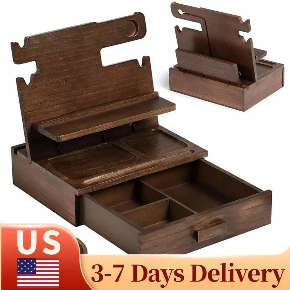 Деревянная док-станция для телефона с выдвижным ящиком, подставка для ключей, кошелька и часов, подарок для мужчин, женщин, мужа, парня на день рождения
Деревянная док-станция для телефона с выдвижным ящиком, подставка для ключей, кошелька и часов, подарок для мужчин, женщин, мужа, парня на день рождения