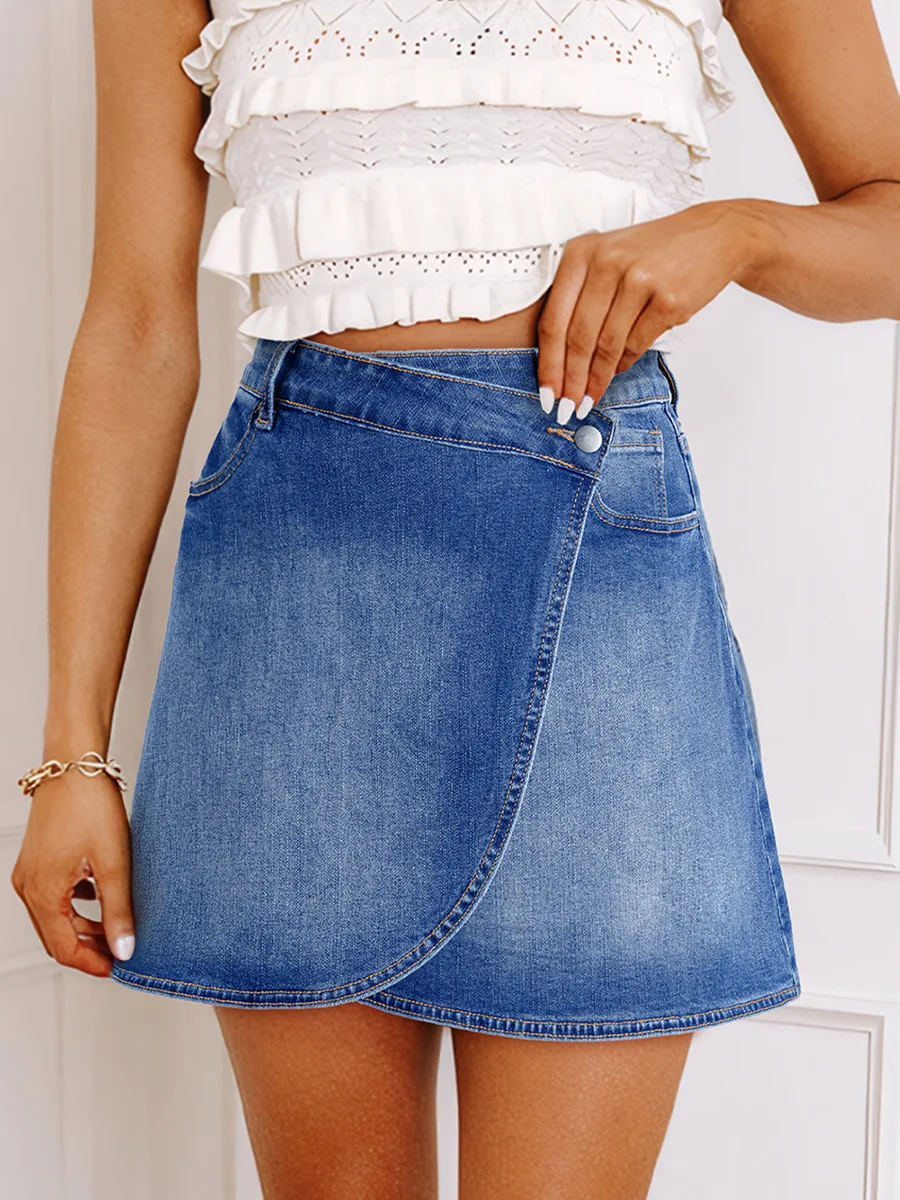 2025 Summer Solid Color High Waist Denim Skirt Women European And American Fashion Design Cross Mini Skirt
2025 Summer Solid Color High Waist Denim Skirt Women European And American Fashion Design Cross Mini Skirt