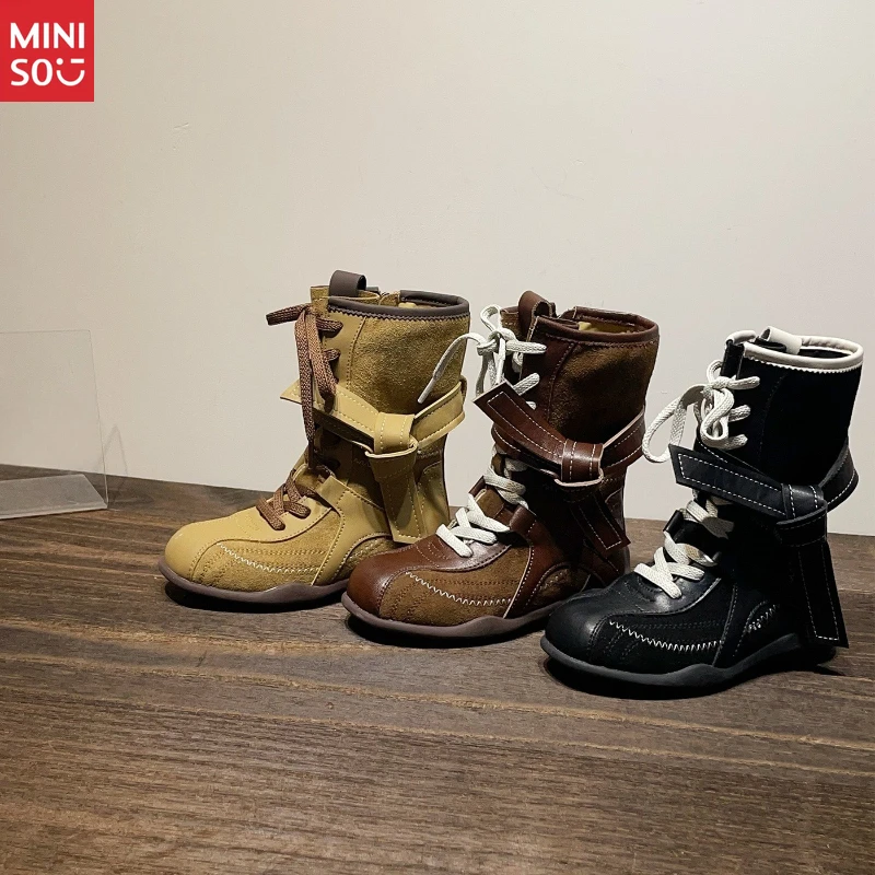 Miniso Kids Soft Leather Mid-Calf Boots, Unisex Western Cowboy Shoes with Flexible Sole
Miniso Kids Soft Leather Mid-Calf Boots, Unisex Western Cowboy Shoes with Flexible Sole