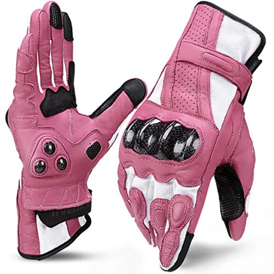 Motorcycle gloves for women: genuine leather with carbon fiber hard knuckles, black color, touch screen compatible and abrasion
Motorcycle gloves for women: genuine leather with carbon fiber hard knuckles, black color, touch screen compatible and abrasion