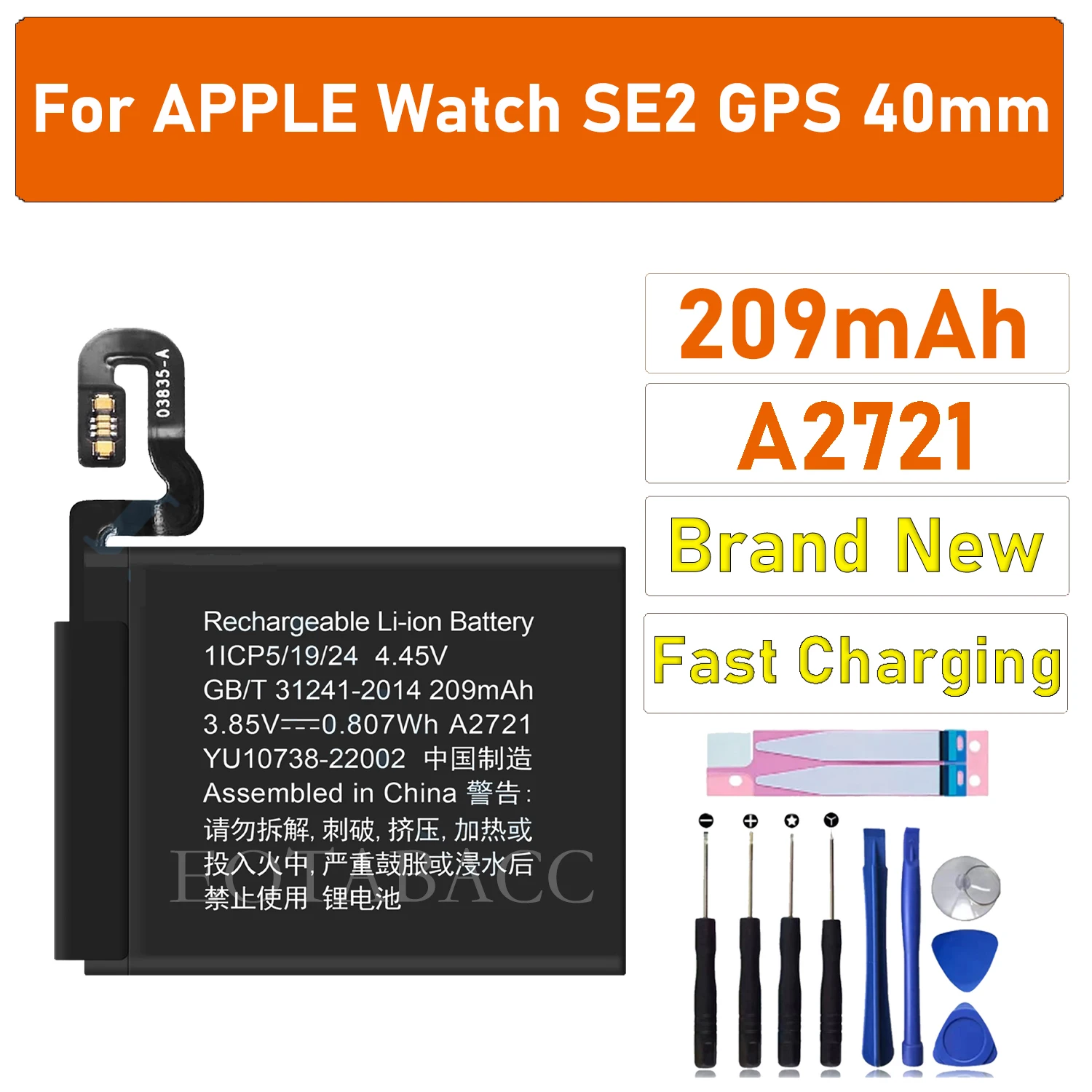 100% New Original Battery A2721 For Apple watch SE2 CPS 40mm Battery + Free Tools
100% New Original Battery A2721 For Apple watch SE2 CPS 40mm Battery + Free Tools