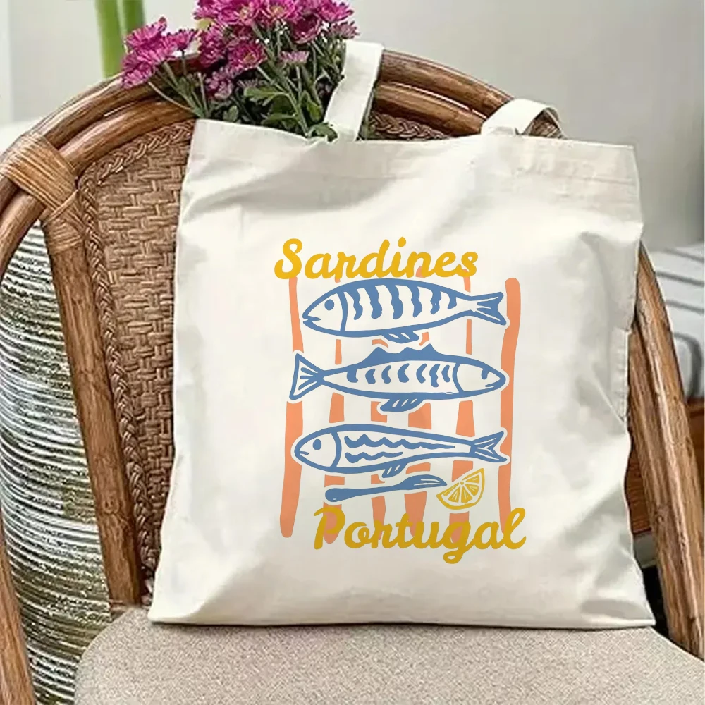 Vintage Portugal Sardine Canvas Tote Bag Retro Seafood Stripe Handbag Aesthetic Coastal Grocery Shopping Beach Book Bag
Vintage Portugal Sardine Canvas Tote Bag Retro Seafood Stripe Handbag Aesthetic Coastal Grocery Shopping Beach Book Bag