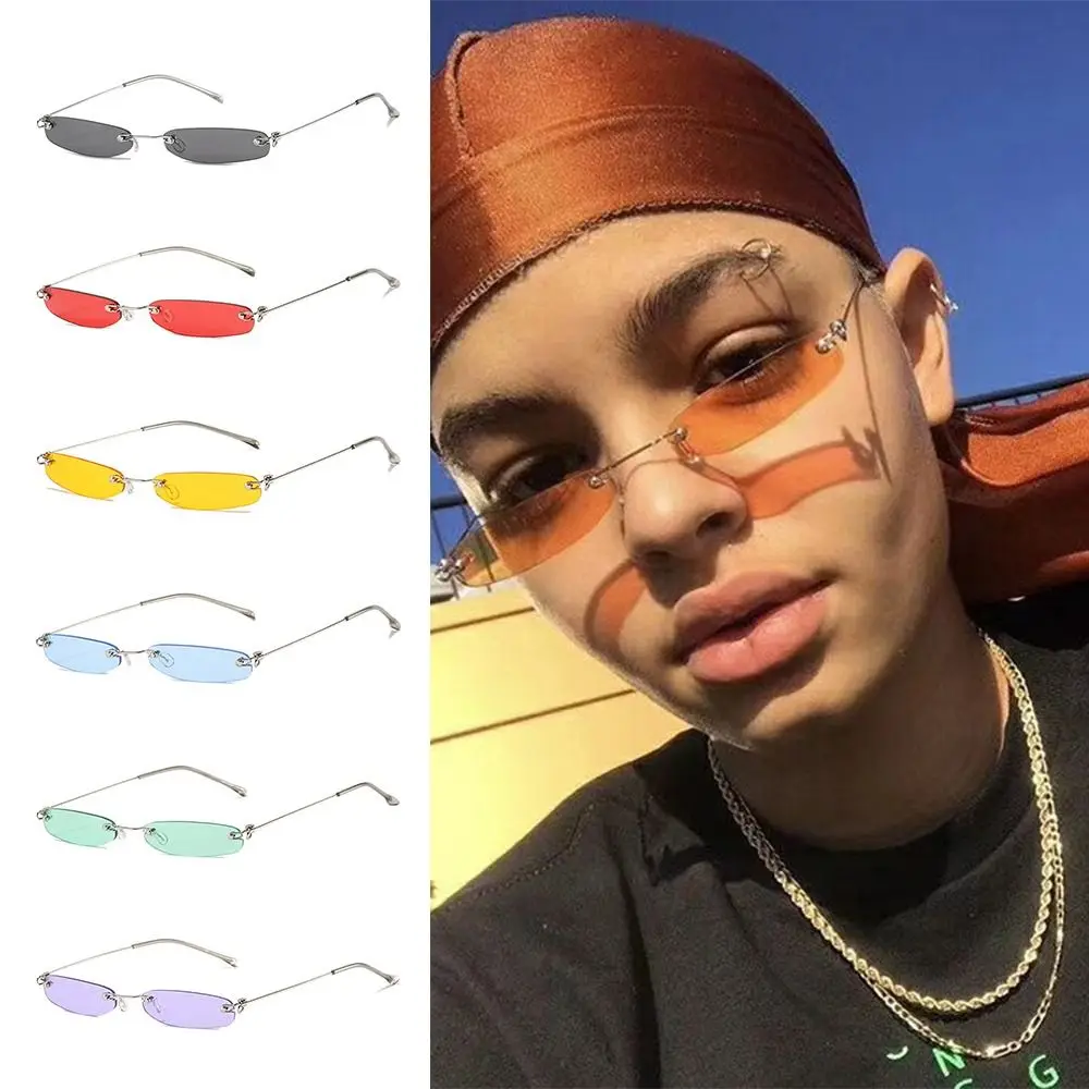Trendy Rimless Rectangle Sunglasses Narrow Clear Colored Lens Punk Shades Frameless UV400 Small Sun Glasses for Women & Men
Trendy Rimless Rectangle Sunglasses Narrow Clear Colored Lens Punk Shades Frameless UV400 Small Sun Glasses for Women & Men
