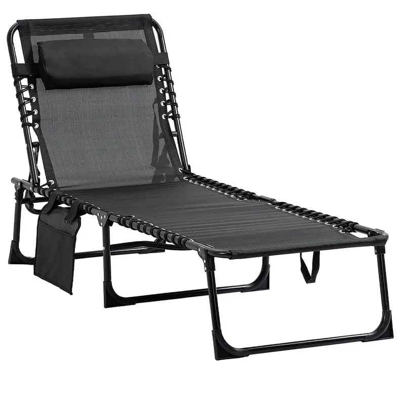 Outsunny Reclining Chaise Lounge Chair, Portable Sun Lounger, Folding Camping Cot with Adjustable Backrest and Removable Pillow, for Patio, Garden, Beach, Black
Outsunny Reclining Chaise Lounge Chair, Portable Sun Lounger, Folding Camping Cot with Adjustable Backrest and Removable Pillow, for Patio, Garden, Beach, Black