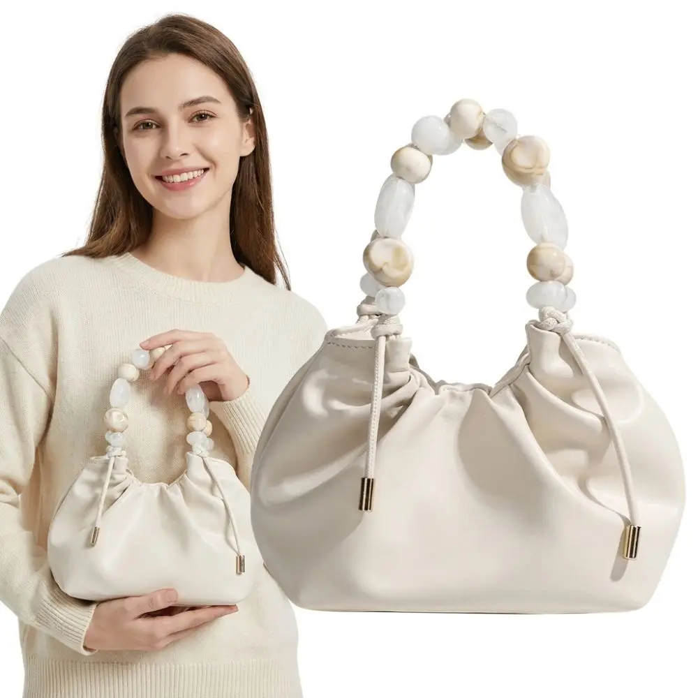 Elegant Pearl Beaded Handle Handbag Ruched Drawstring Closure Bucket Bag Compact Cloud Shape Crossbody Bag Wedding Party
Elegant Pearl Beaded Handle Handbag Ruched Drawstring Closure Bucket Bag Compact Cloud Shape Crossbody Bag Wedding Party