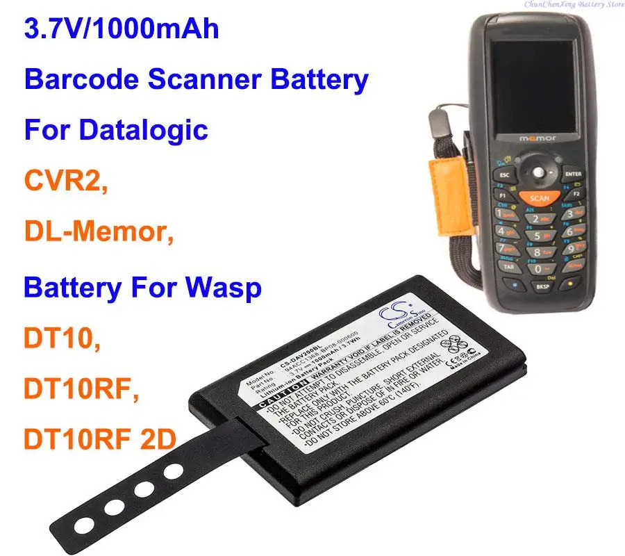 Cameron Sino 1000mAh Barcode Scanner Battery 94ACC1368 for Datalogic CVR2, DL-Memor, For Wasp DT10, DT10RF, DT10RF 2D 
Cameron Sino 1000mAh Barcode Scanner Battery 94ACC1368 for Datalogic CVR2, DL-Memor, For Wasp DT10, DT10RF, DT10RF 2D