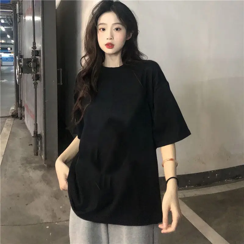 New Pure Cotton Summer Short Sleeved T-shirt for Women Black Loose Fitting and Slimming Half Sleeved Korean Version Clothes Ins
New Pure Cotton Summer Short Sleeved T-shirt for Women Black Loose Fitting and Slimming Half Sleeved Korean Version Clothes Ins
