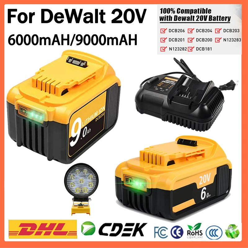 Аккумулятор Dewalt 20 В 6000 мАч Аккумулятор для электроинструмента DCB612 DCB205 DCB200 DCB182r Аккумулятор для инструмента DeWalt + зарядное устройство
Аккумулятор Dewalt 20 В 6000 мАч Аккумулятор для электроинструмента DCB612 DCB205 DCB200 DCB182r Аккумулятор для инструмента DeWalt + зарядное устройство