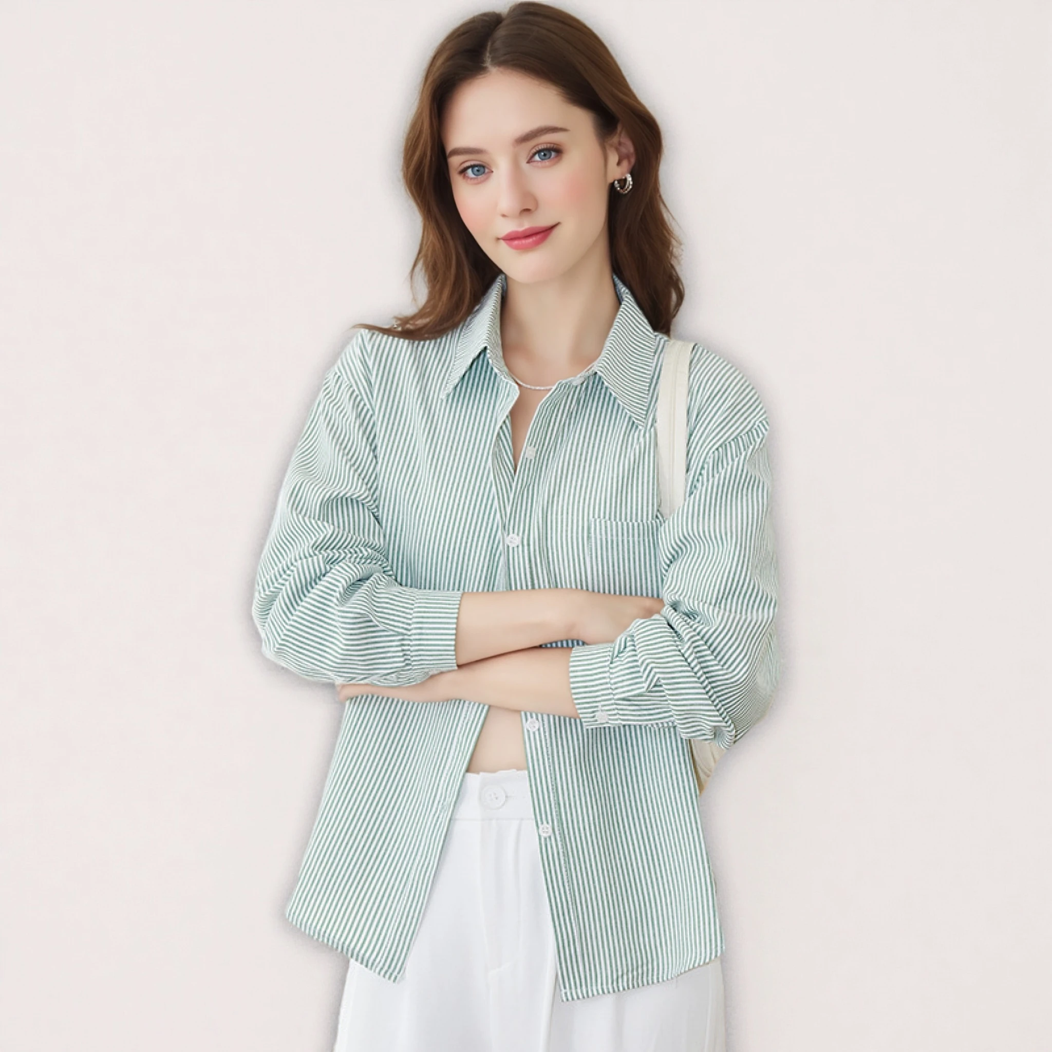2025 New Simple Women's Casual Shirts Cotton Blue And White Striped Classic Long Sleeve Shirt and Tops Office Ladies Clothes
2025 New Simple Women's Casual Shirts Cotton Blue And White Striped Classic Long Sleeve Shirt and Tops Office Ladies Clothes