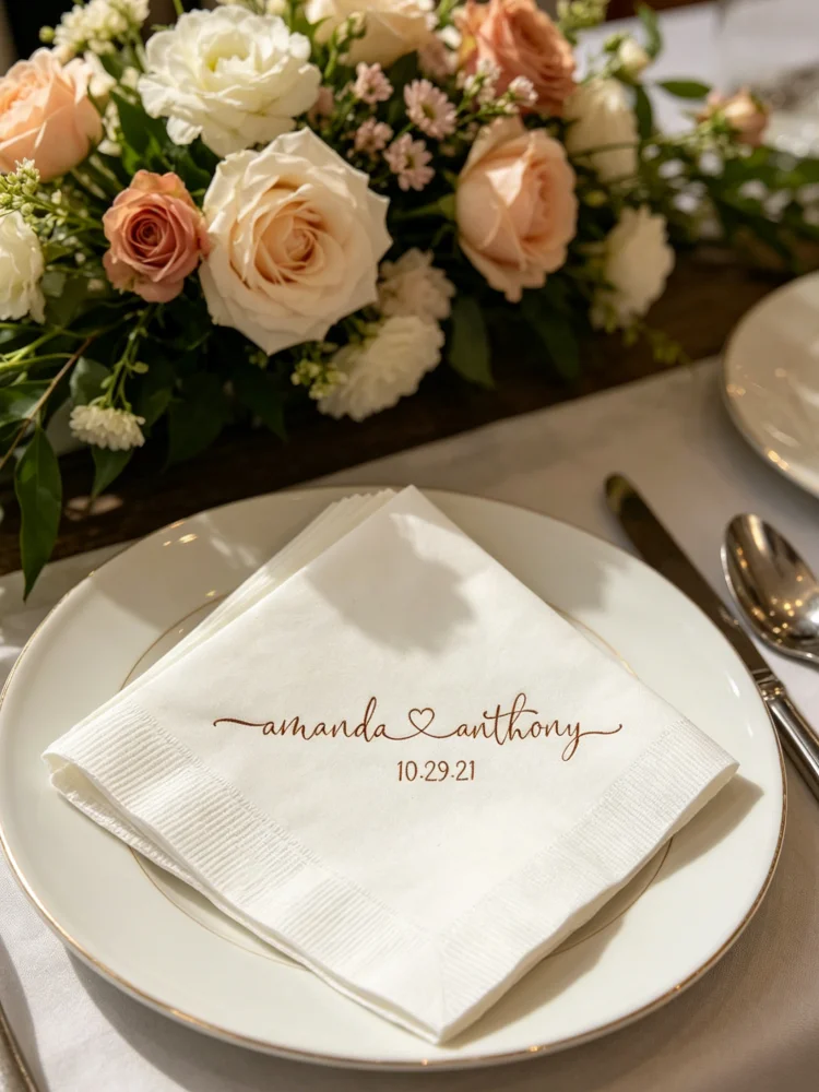 Custom Heart Connected Monogram Wedding Paper Napkins, Elegant Disposable Cocktail Reception Table Favors
Custom Heart Connected Monogram Wedding Paper Napkins, Elegant Disposable Cocktail Reception Table Favors