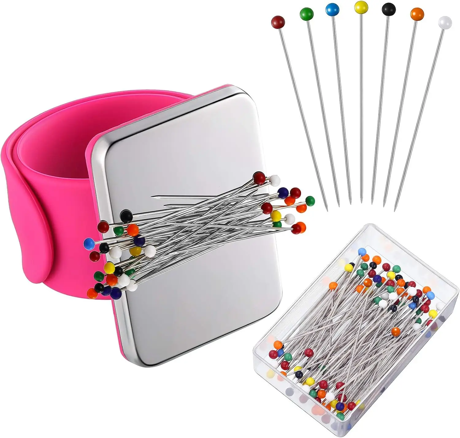Magnetic Wrist Sewing Pincushion with 100 Ball Head Pins for Quilting Crafting
Magnetic Wrist Sewing Pincushion with 100 Ball Head Pins for Quilting Crafting