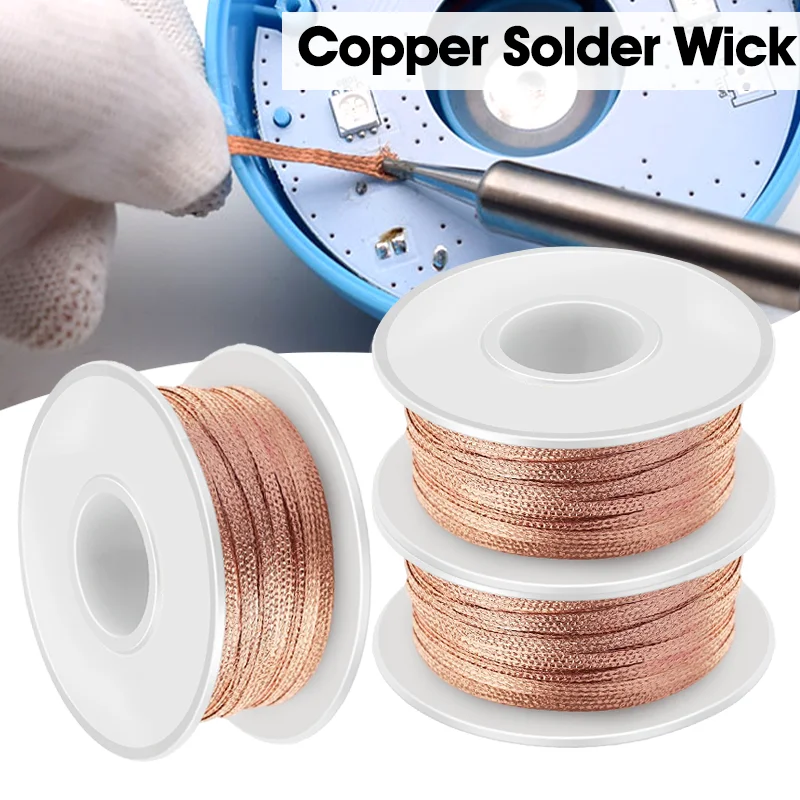 1.5-10m Strong Solder Wick Desoldering Copper Wire Mesh Wire Soldering Wick Tin Lead Cord Flux BGA Repair Tool
1.5-10m Strong Solder Wick Desoldering Copper Wire Mesh Wire Soldering Wick Tin Lead Cord Flux BGA Repair Tool